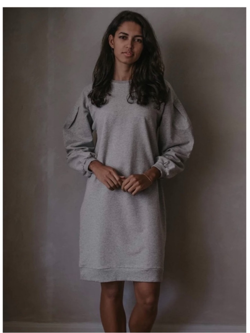 NEW The Simple Folk 2‎ Organic Cotton Stretch Gray The Oversized Sweater Dress